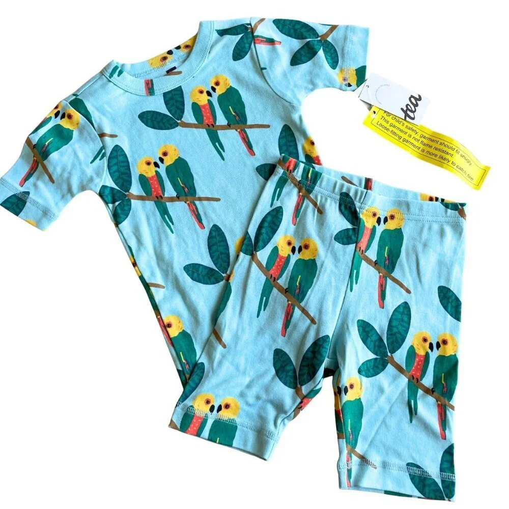 NEW Tea Collection 100% Cotton In Your Dreams Jandaya Parakeets‎ PJs Pajama Set